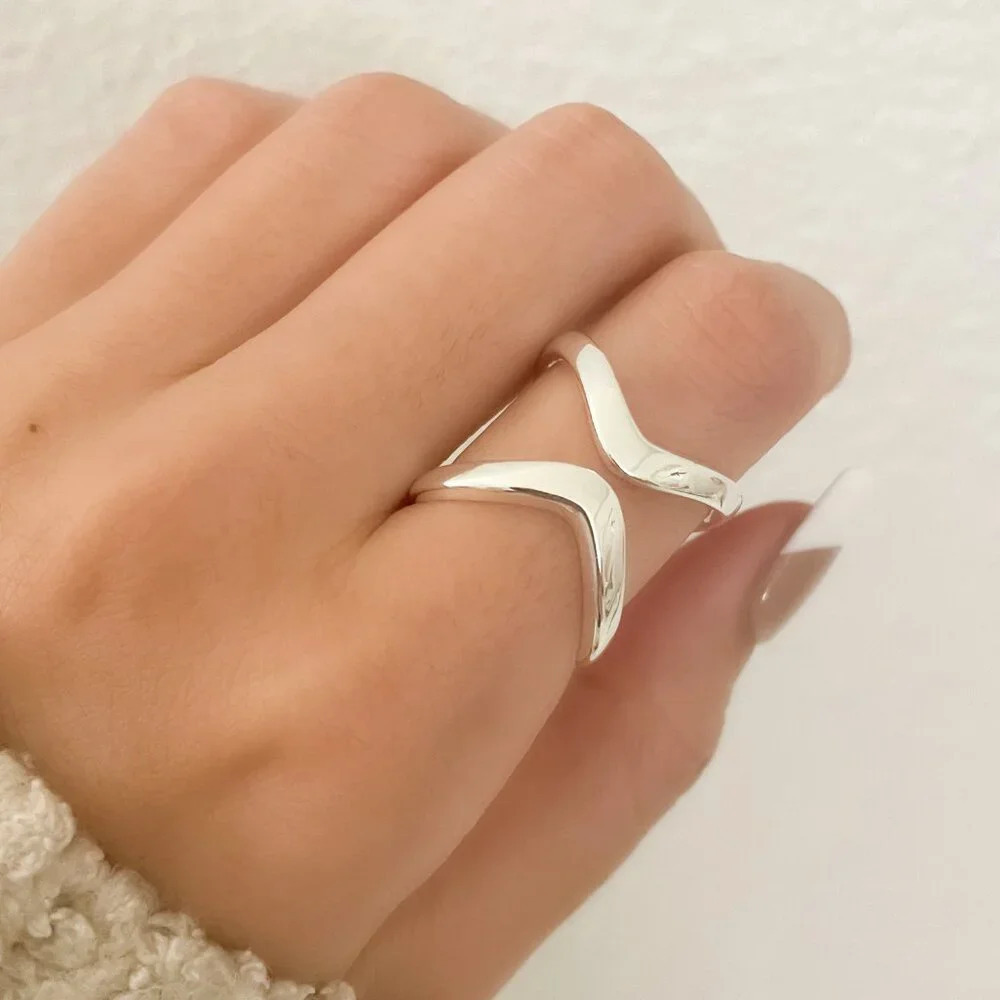 925 Sterling Silver Chunky Ring Silver Statement Ring Large Geometric Ring